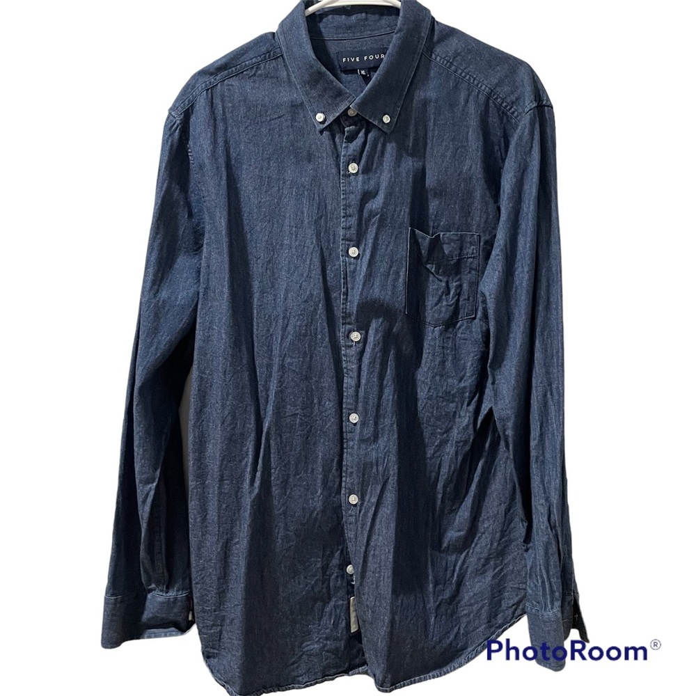 Five Four Mens Denim Shirt XL Blue Button Up Like New Cotton